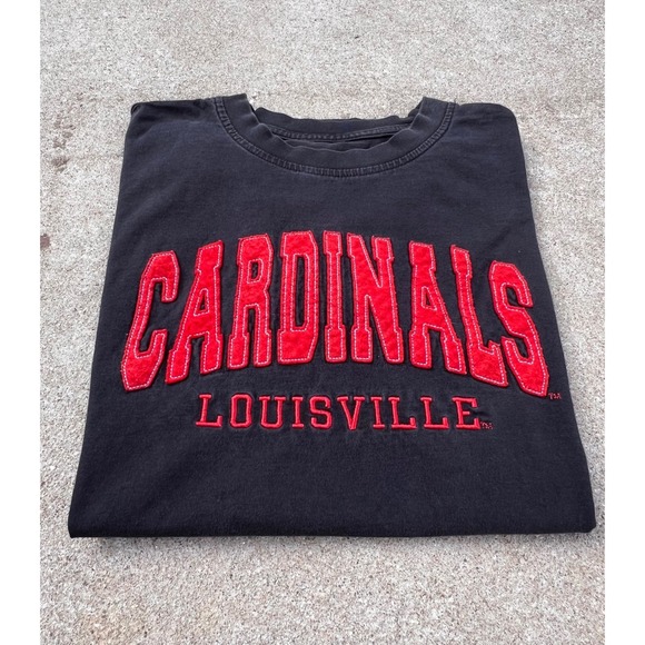 Other - Louisville Cardinals T Shirt Mens M Vintage Black Red Spell Out Logo